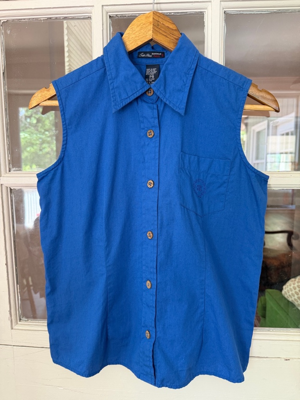 Bill Blass 100% COTTON Blue Short Sleeve Top